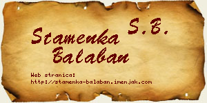 Stamenka Balaban vizit kartica